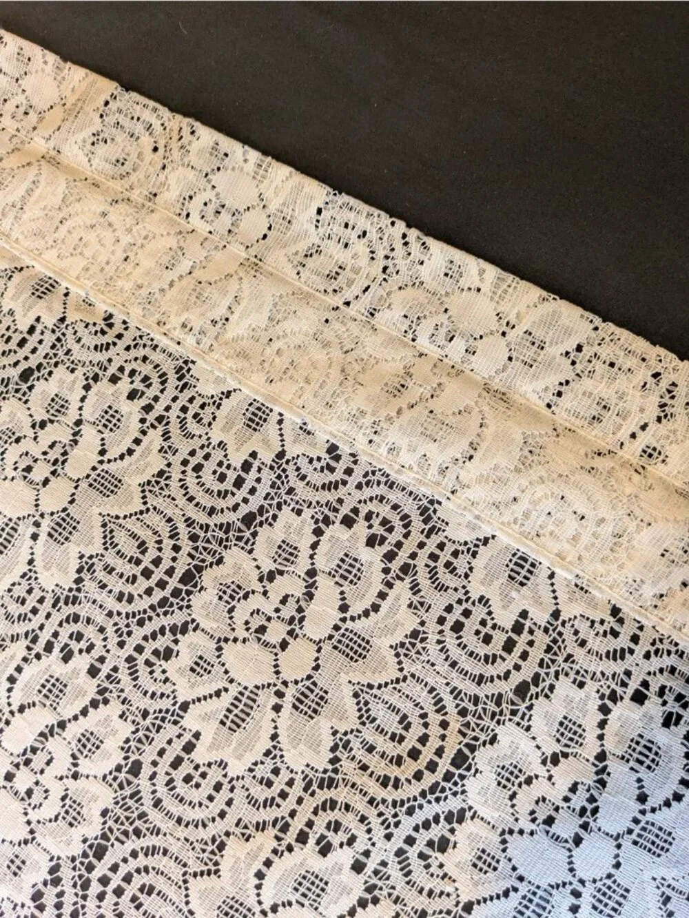 Vintage Lace Curtain Panels Set of 2 White Floral Boho Cottagecore 60